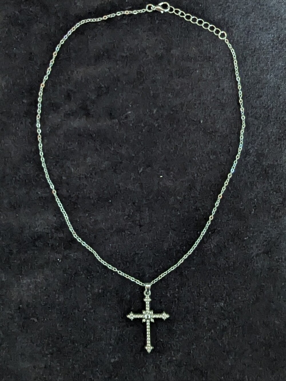 Silver Toned Zirconia Cross Pendant Necklace Religious Faith Christian Jewelry - Picture 3 of 6